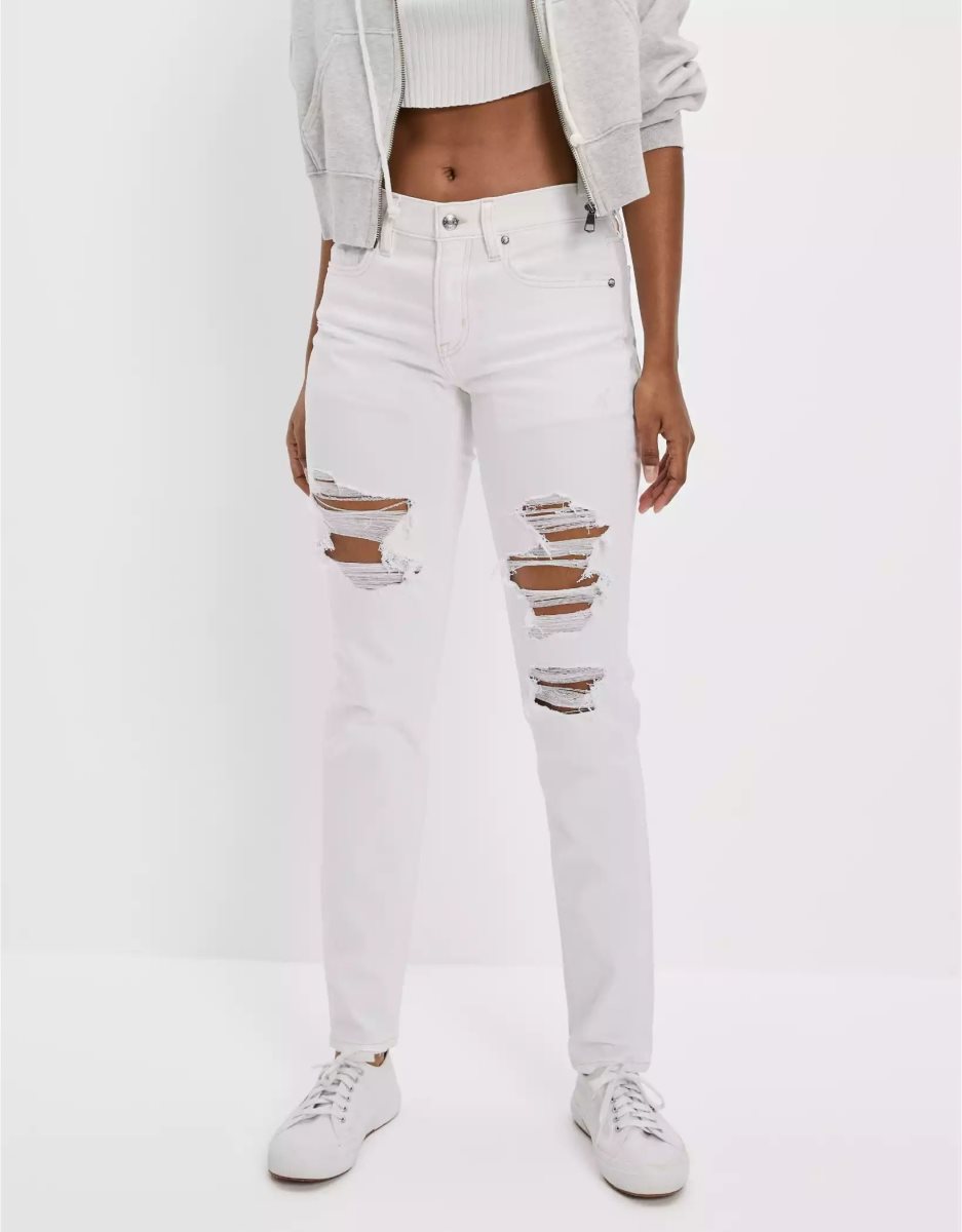 Jean American Eagle AE Stretch Ripped '90s Mince Blanche Femme | BES-45276198